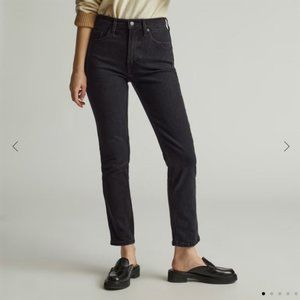 High-Rise Slim Straight Jeans - Black